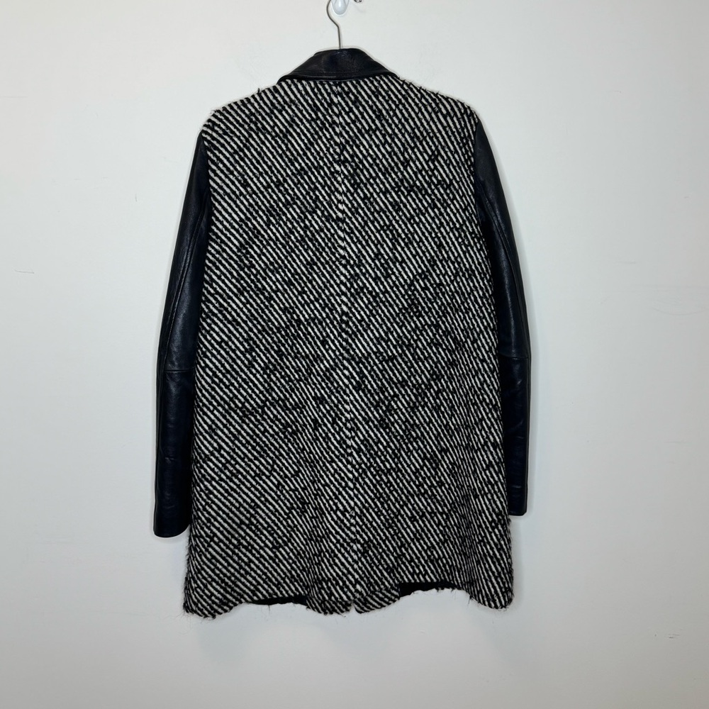 Soia & Kyo Wool Blend Jacket with Black Leather Sleeves Made in Canada Size L - Picture 2 of 7